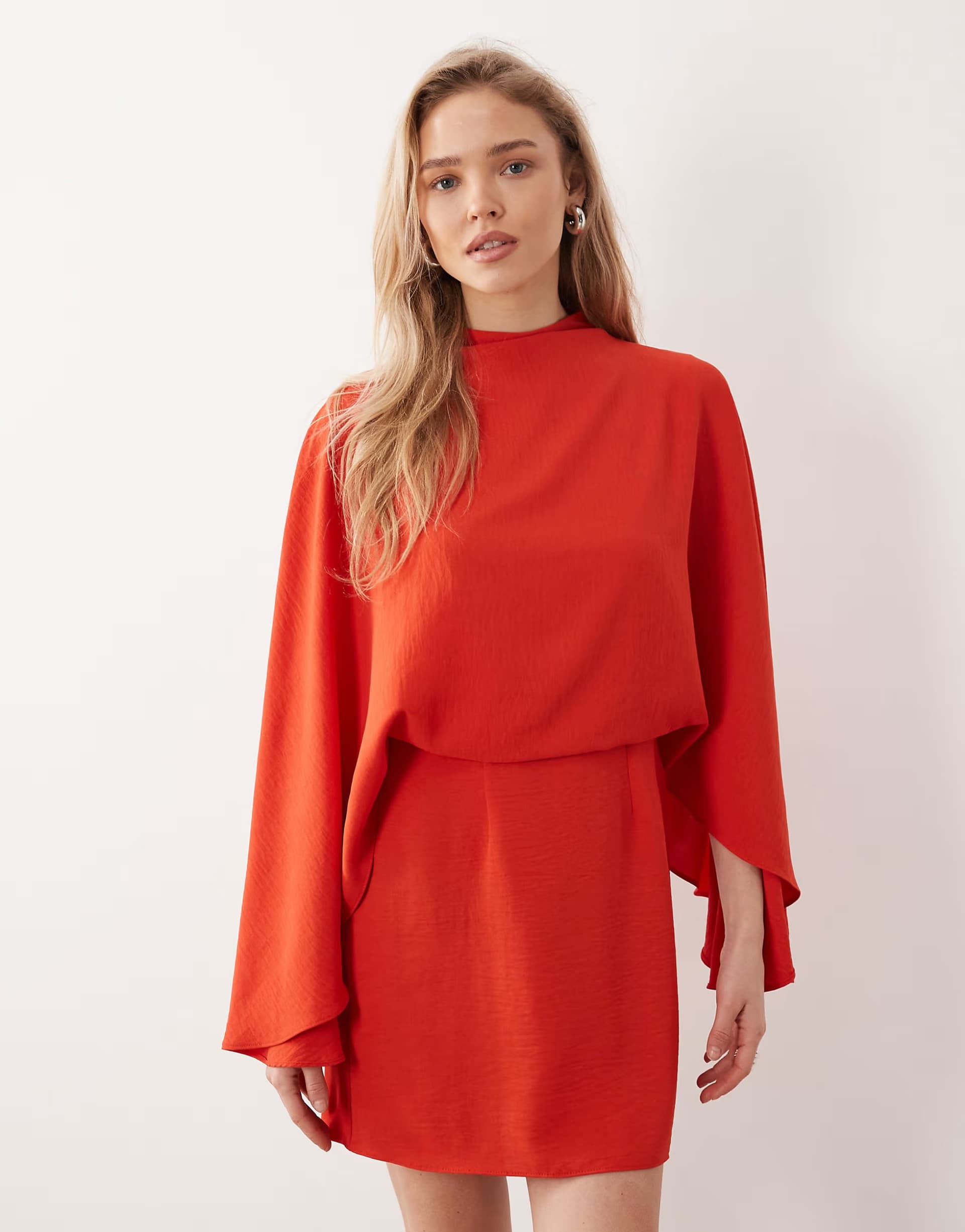 ASOS ASOS DESIGN cape detail draped mini dress in burnt orange