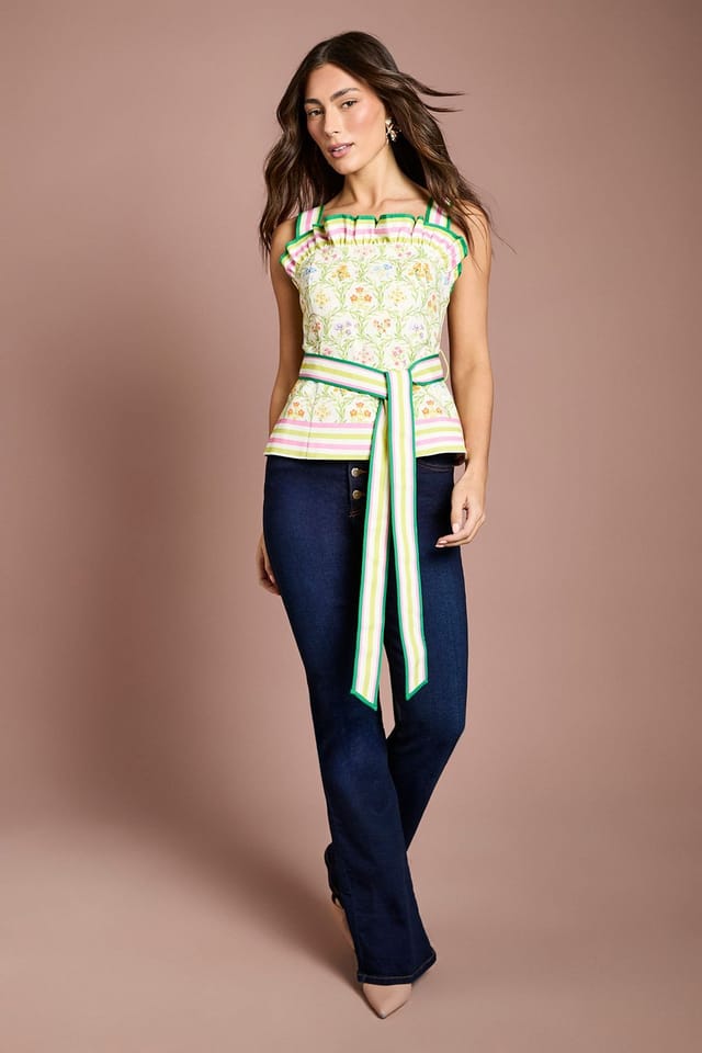 Coast Coast Women's Printed Frill Tie Detail Top in Ivory - 2