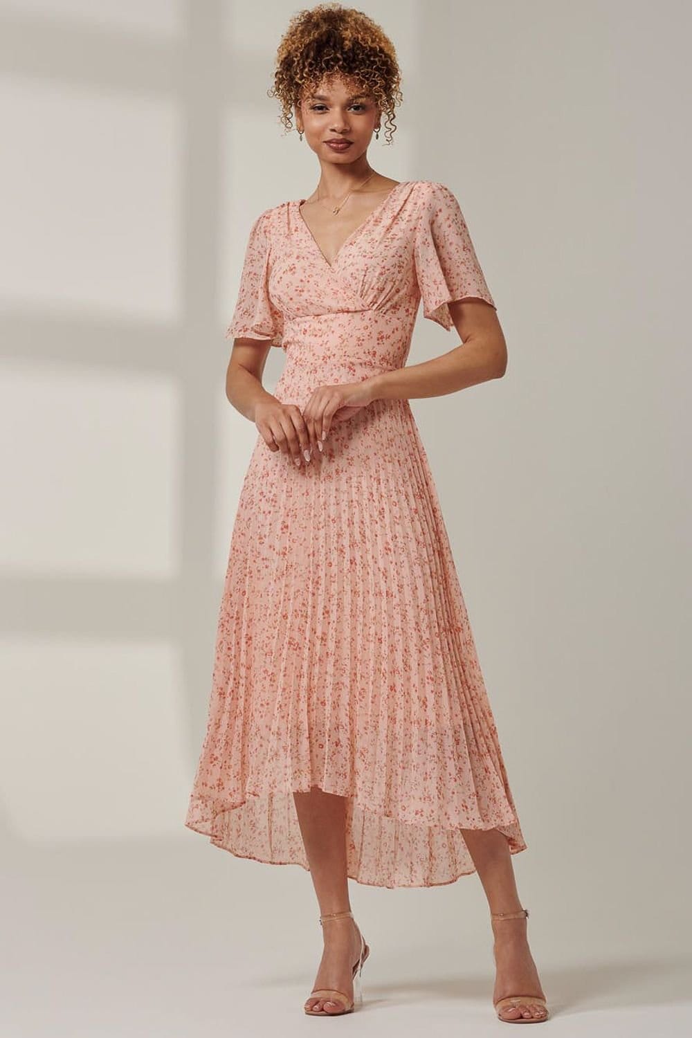 Jolie Moi Jolie Moi Women's Meagan V-Neck Chiffon Maxi Dress in Light Pink - 4