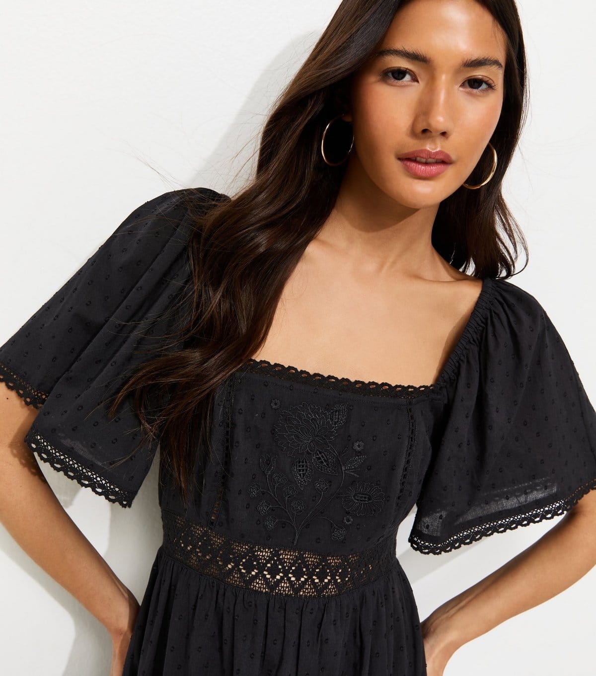 New Look Women's Black Dobby Square Neck Midi Dress New Look - 4