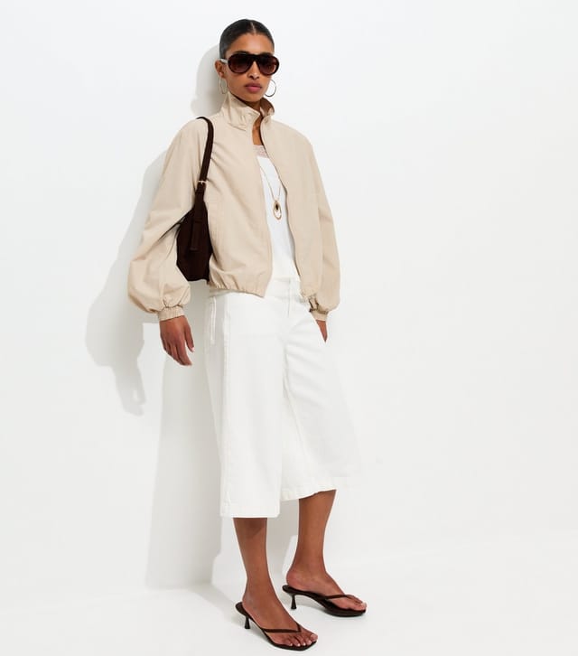 New Look Women's Stone Zip Through Funnel Windbreaker Jacket New Look - 2