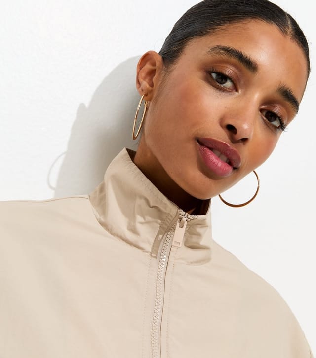 New Look Women's Stone Zip Through Funnel Windbreaker Jacket New Look - 3