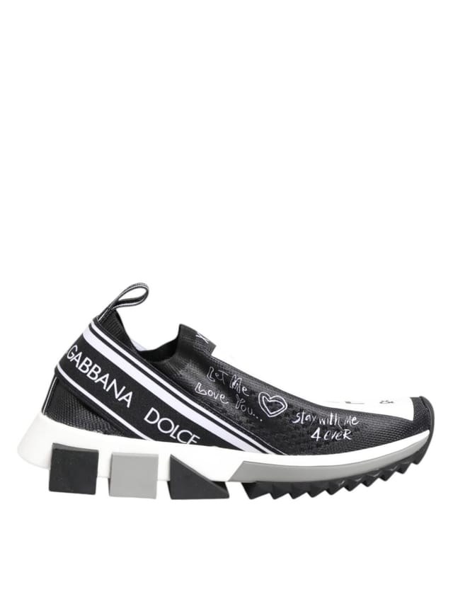 Dolce & Gabbana Dolce & Gabbana Women's Black White Sorrento Low Top Sneakers Shoes in True Black - 2