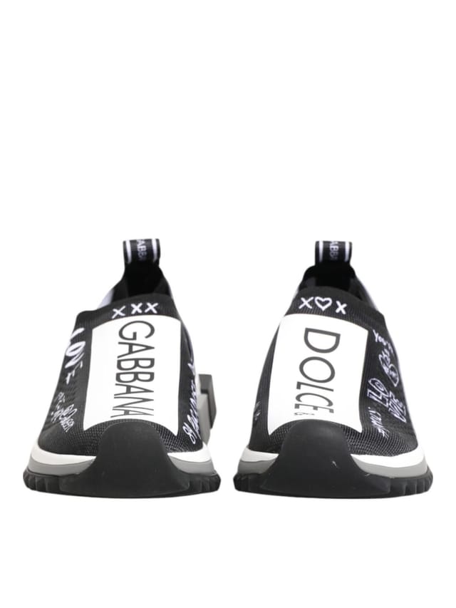 Dolce & Gabbana Dolce & Gabbana Women's Black White Sorrento Low Top Sneakers Shoes in True Black - 3
