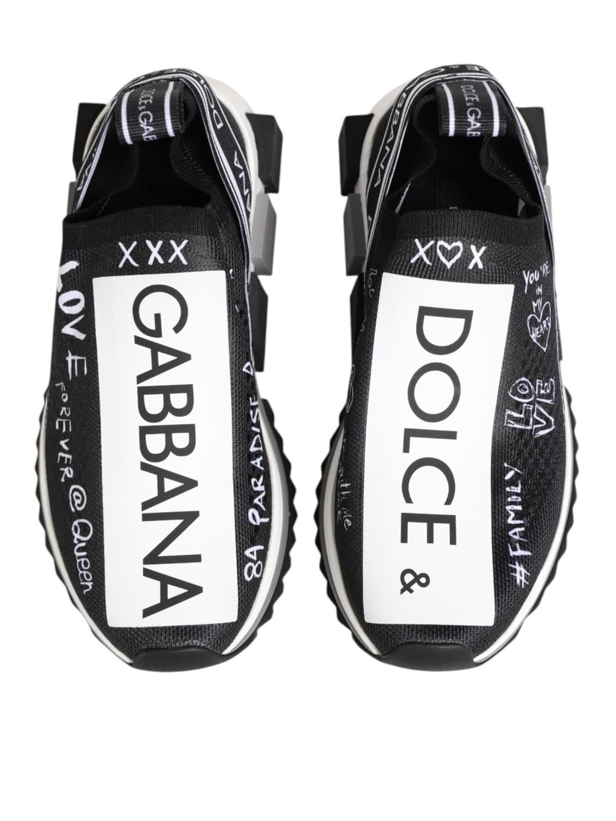 Dolce & Gabbana Dolce & Gabbana Women's Black White Sorrento Low Top Sneakers Shoes in True Black - 4