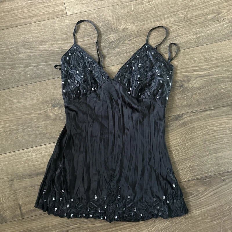 New Look Black sequin cami top with adjustable straps