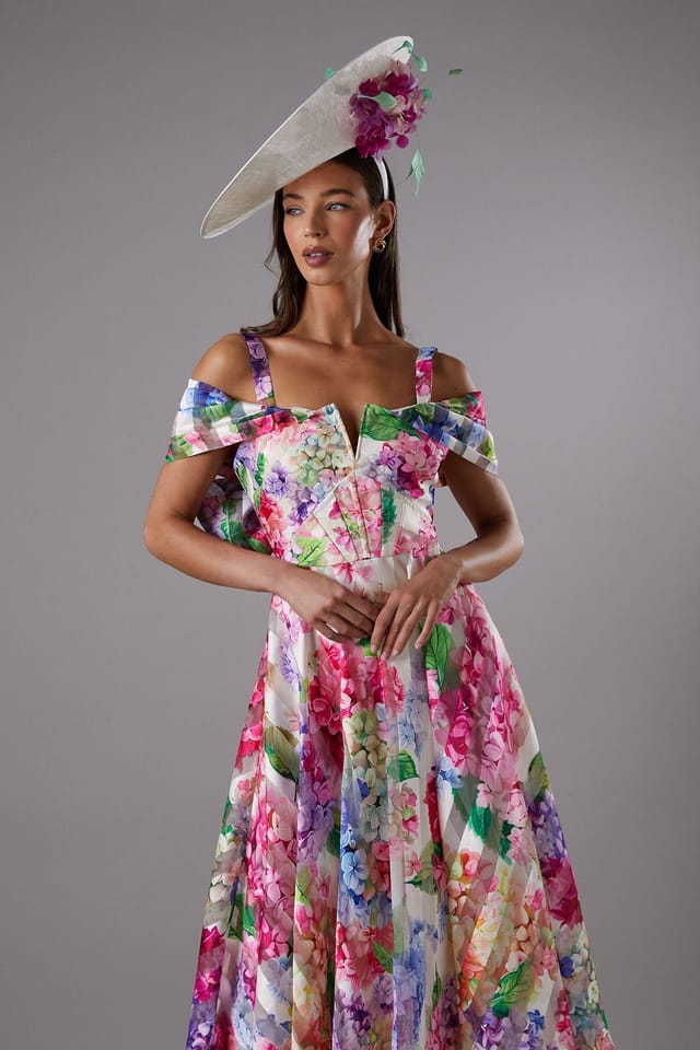 Coast Coast Women's Lisa Tan Printed Organza Bardot Midi Dress - 2