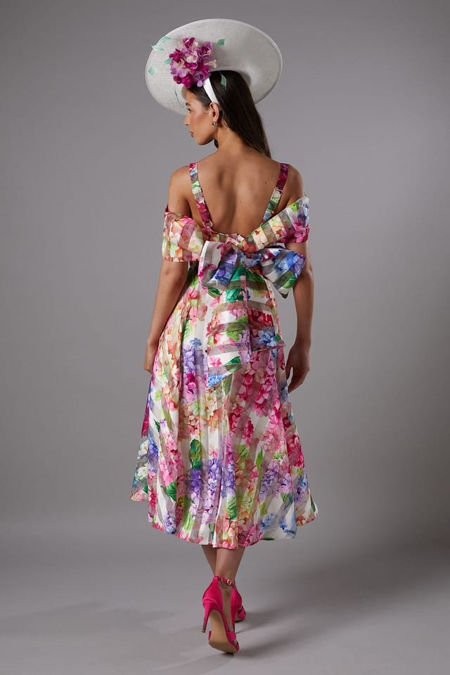 Coast Coast Women's Lisa Tan Printed Organza Bardot Midi Dress - 3