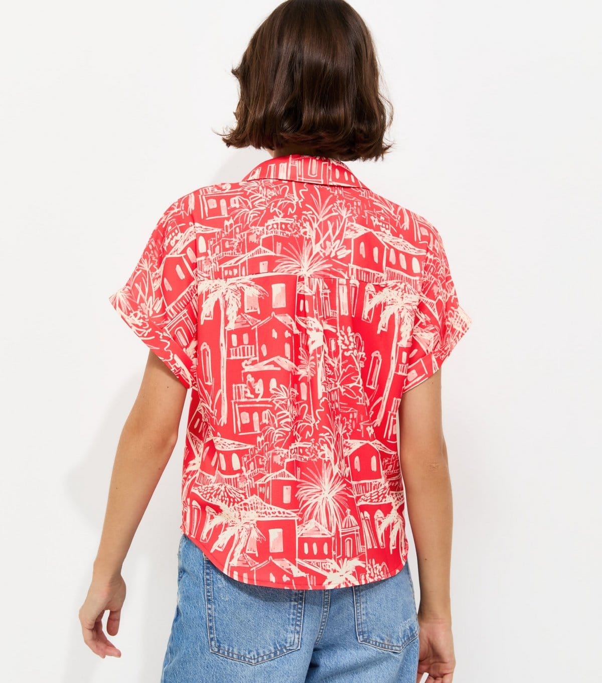 New Look Women's Red House Print Short Sleeve Shirt New Look - 4