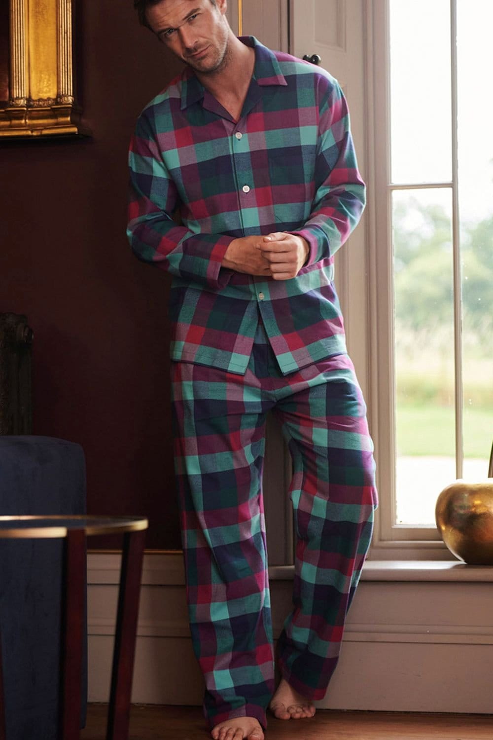 British Boxers British Boxers Men's 'Montrose' Check Brushed Cotton Pyjama Set - 1