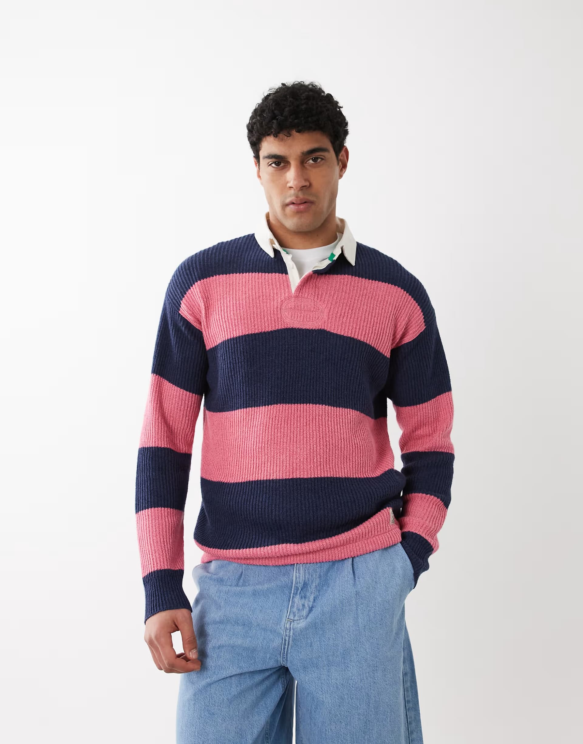 ASOS Polo Ralph Lauren icon logo rugby jumper navy and pink