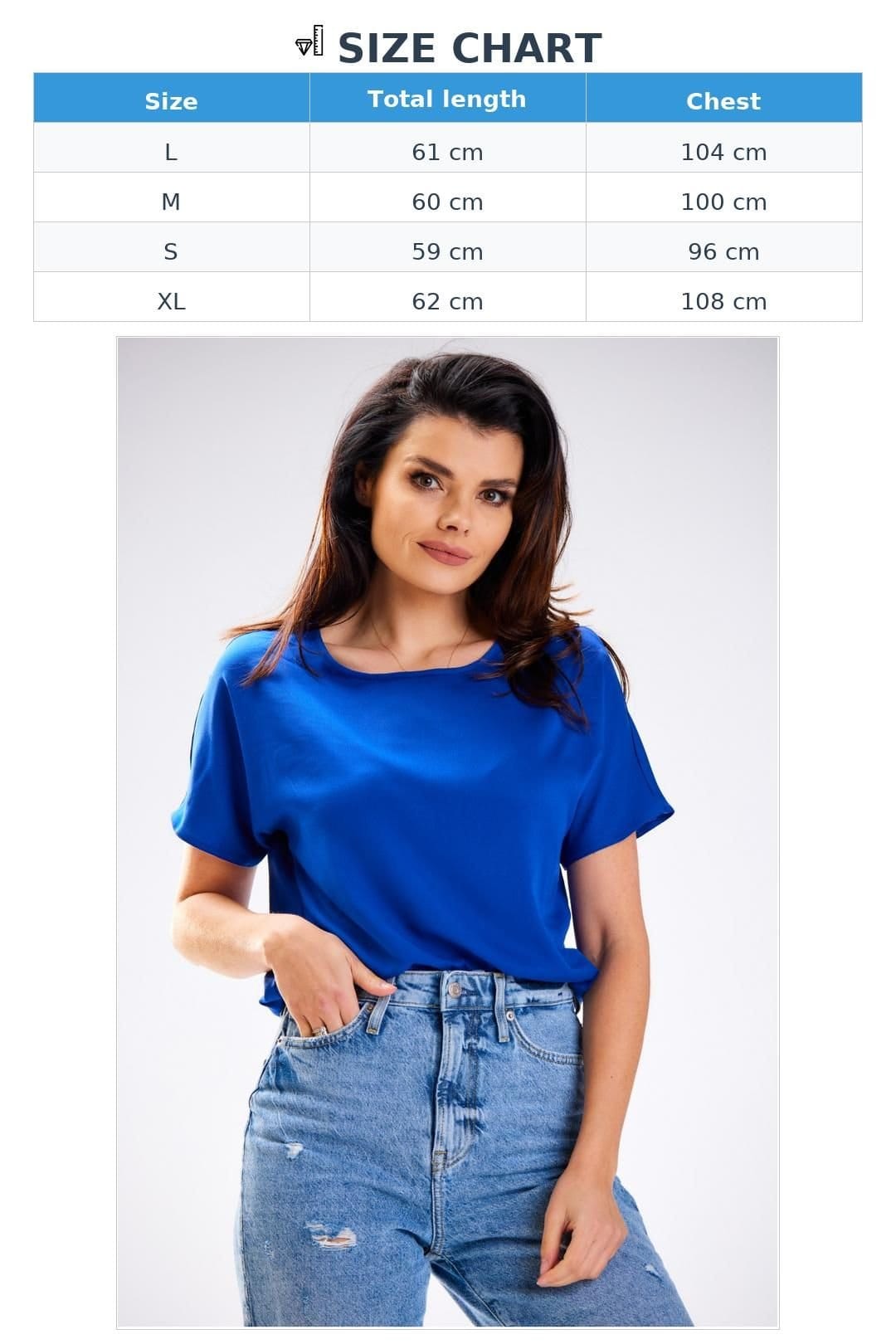 Love Lace Love Lace Women's Breathable Viscose Summer Blouse with Simple Cut in Blue - 4