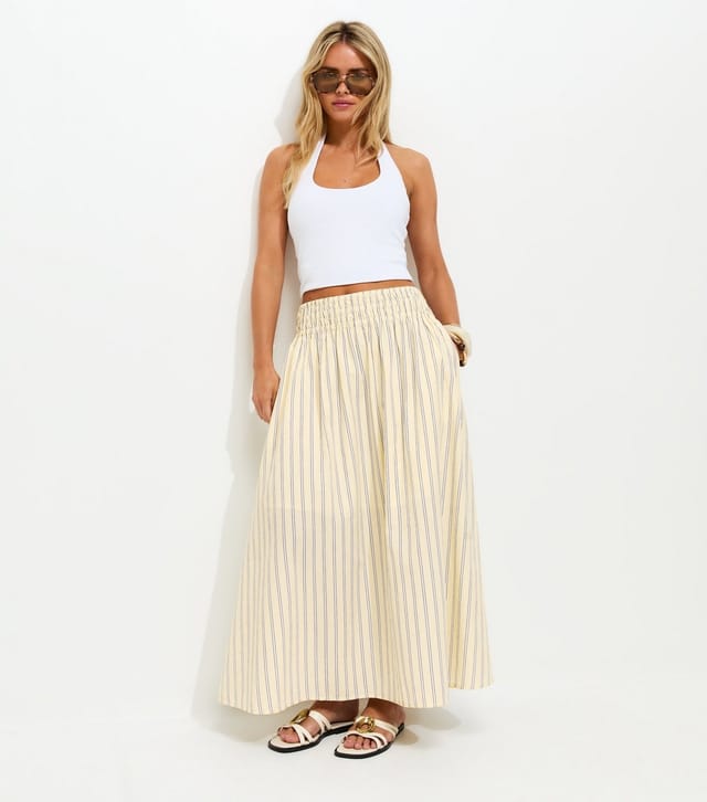 New Look Women's Petite Yellow Striped Circle Skirt New Look - 3