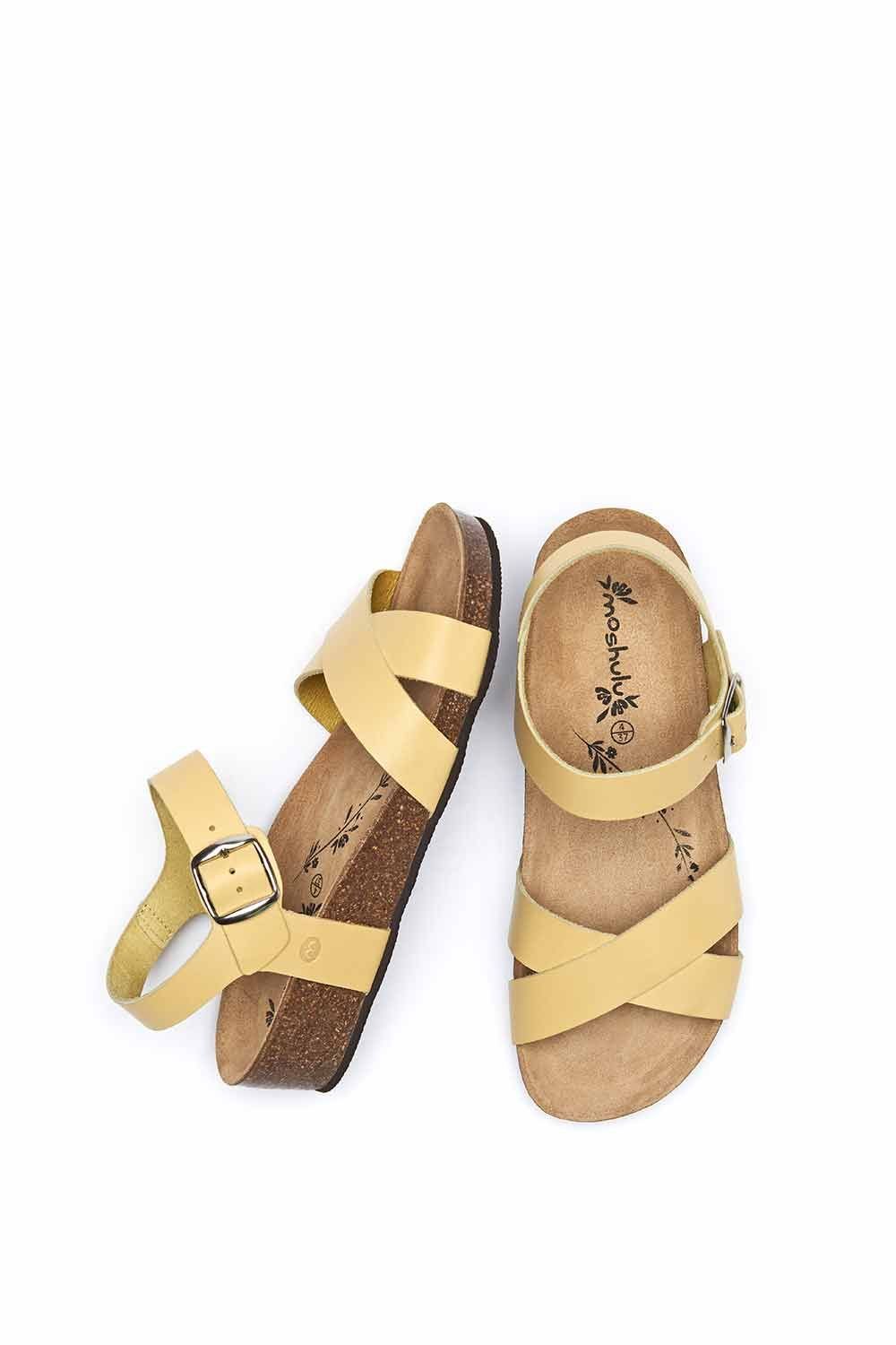 Moshulu Moshulu Women's 'Bigbury 2' Leather Cross-Over Sandals in Yellow - 2