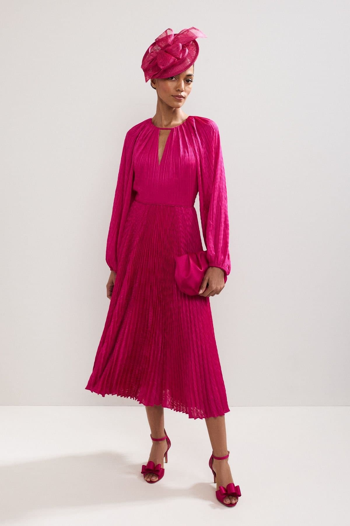Phase Eight Phase Eight Women's Faye Textured Pleat Dress in Fuchsia