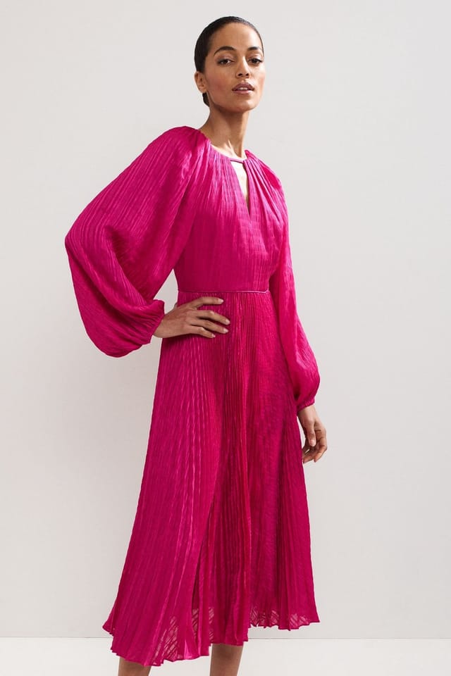 Phase Eight Phase Eight Women's Faye Textured Pleat Dress in Fuchsia - 3