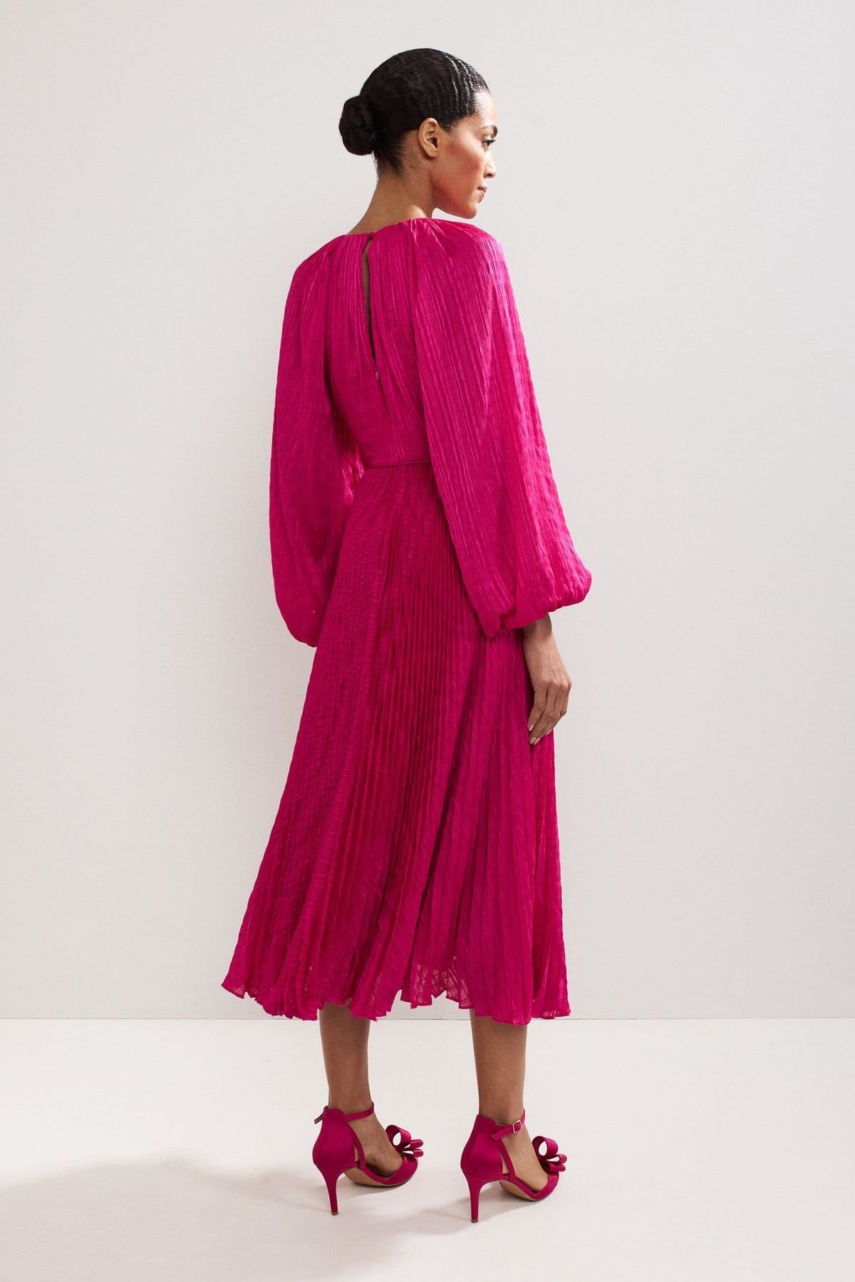 Phase Eight Phase Eight Women's Faye Textured Pleat Dress in Fuchsia - 4