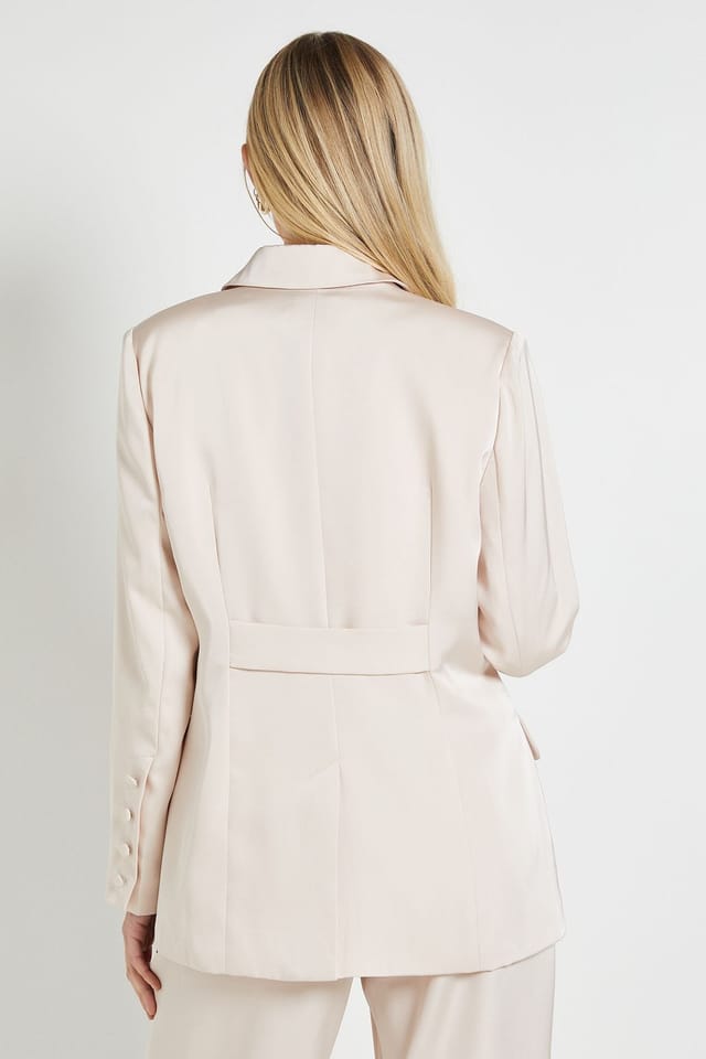 Wallis Wallis Women's Petite Satin Double Breasted Blazer Coord in Champagne - 3