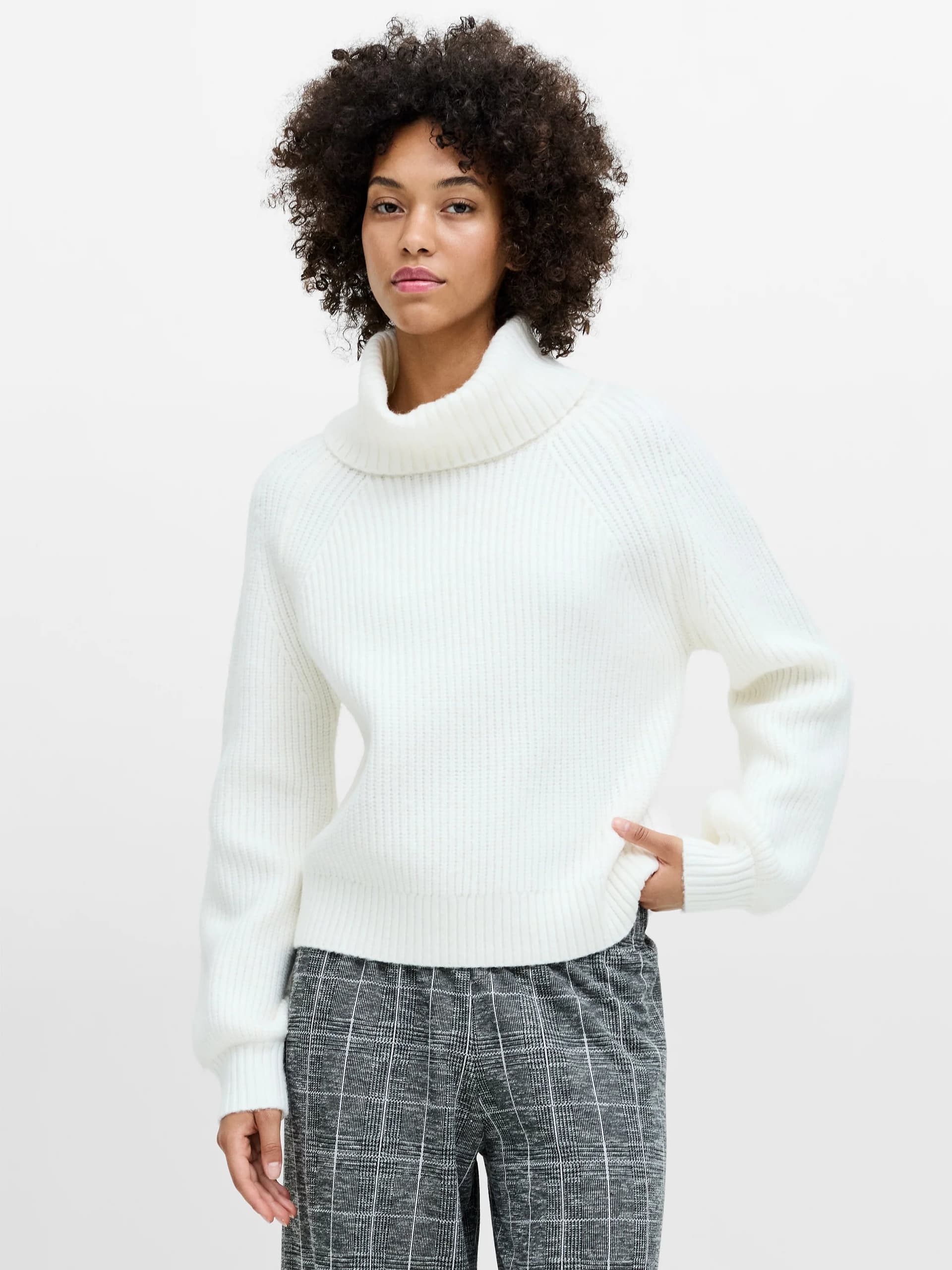 French Connection Kessy Cream Draped Funnel Neck Knit Jumper Porcelain Cream