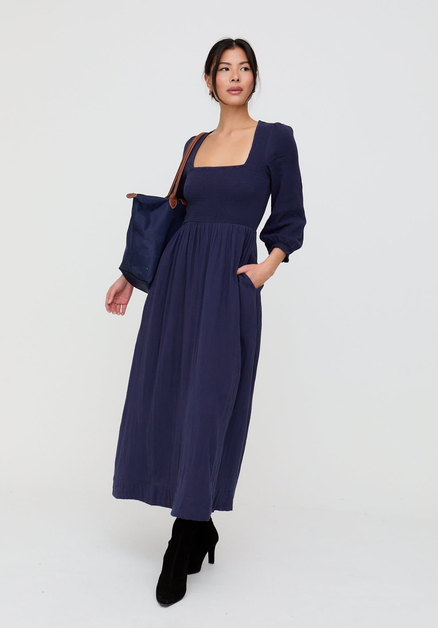 Lily and Lionel Lily and Lionel Women's Shirred Bodice Maxi Dress In Navy