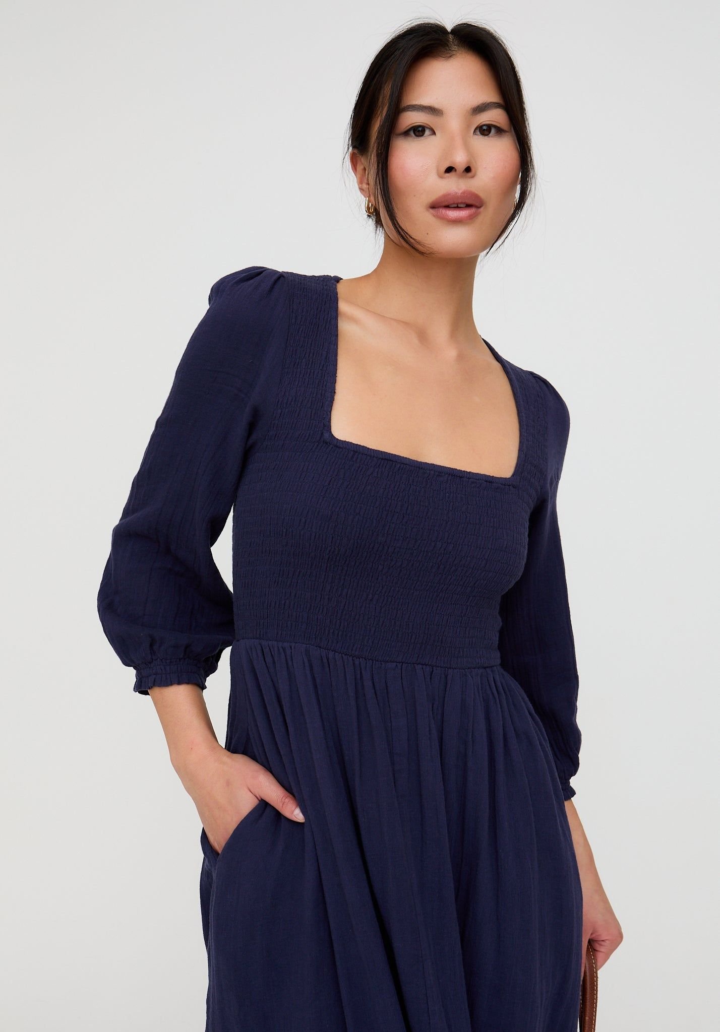 Lily and Lionel Lily and Lionel Women's Shirred Bodice Maxi Dress In Navy - 3