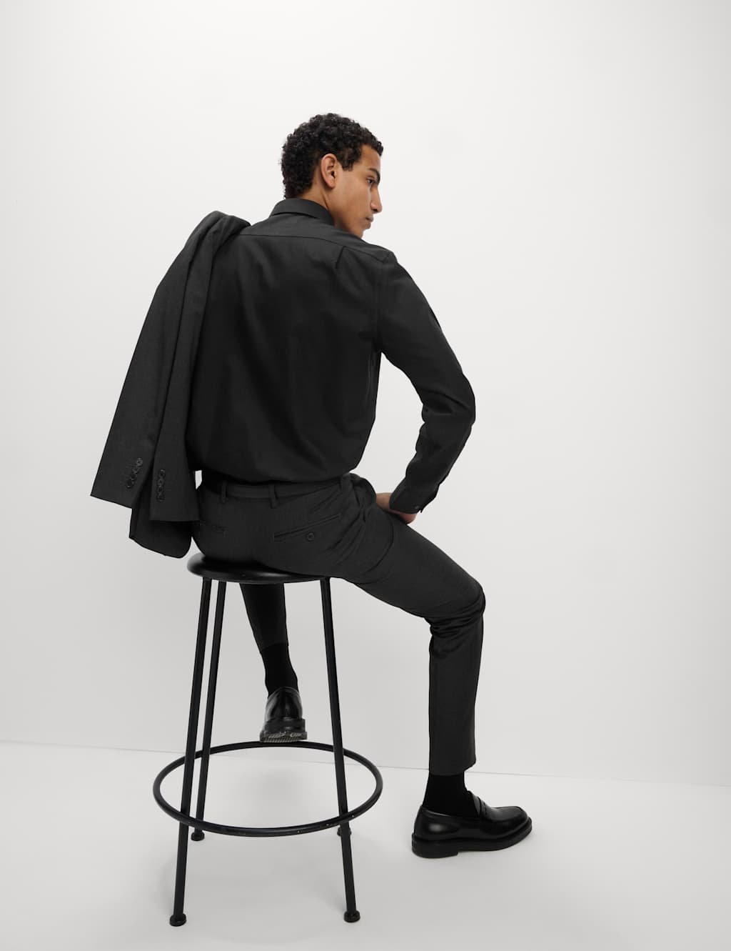 Marks & Spencer M&S Regular Fit Ultimate Non Iron Cotton Shirt Black - 3