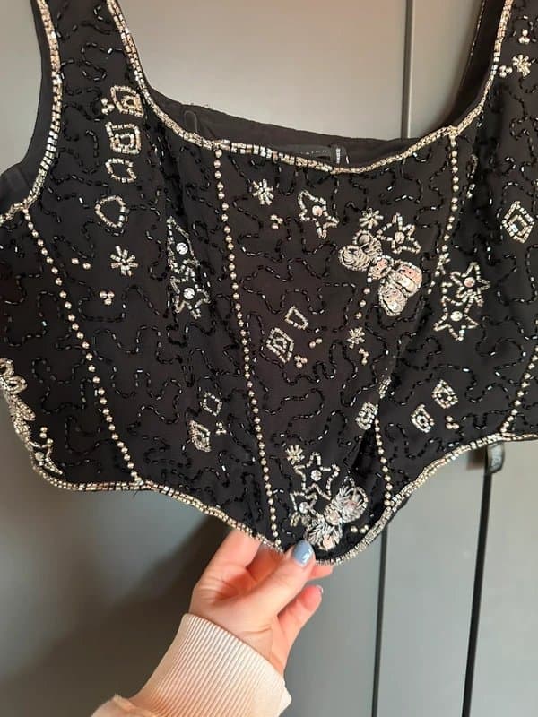 ASOS ASOS Structured Embellished Crop Top Size 16