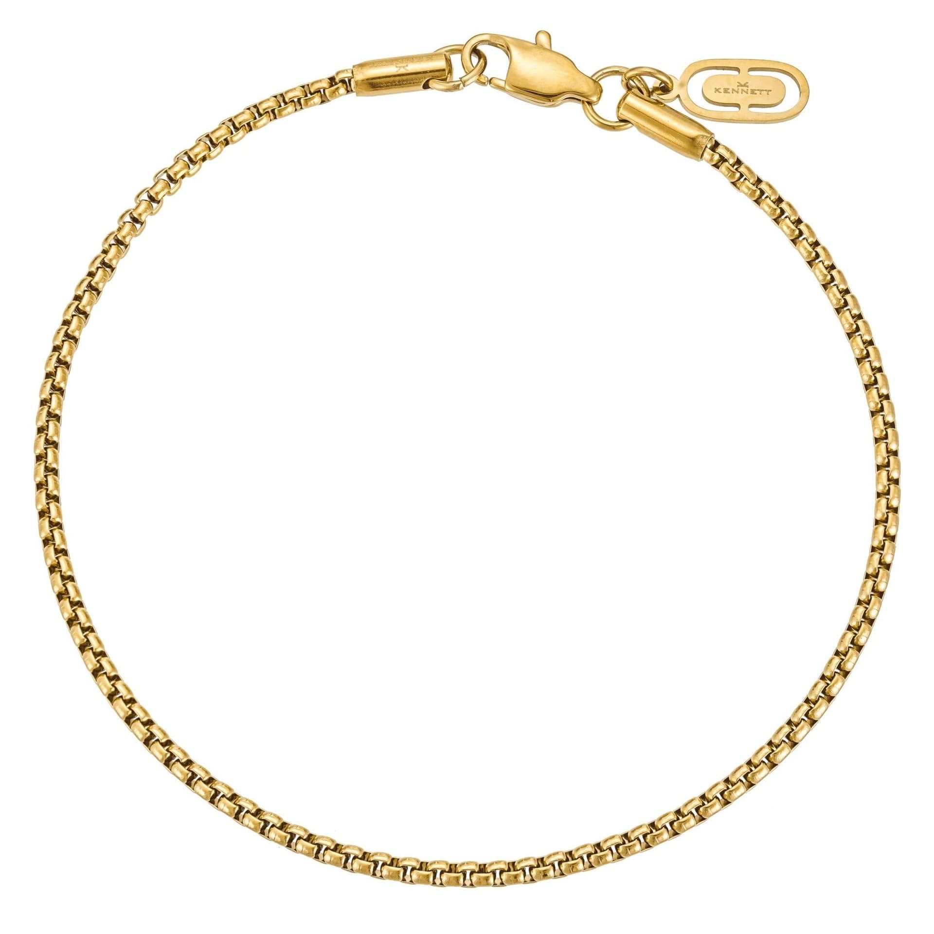 Kennett Kennett Men's Gold Box Chain Bracelet 2mm 19cm