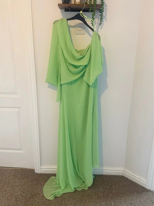 ASOS ASOS chiffon long dress. Asymmetrical shoulder. Size 12.