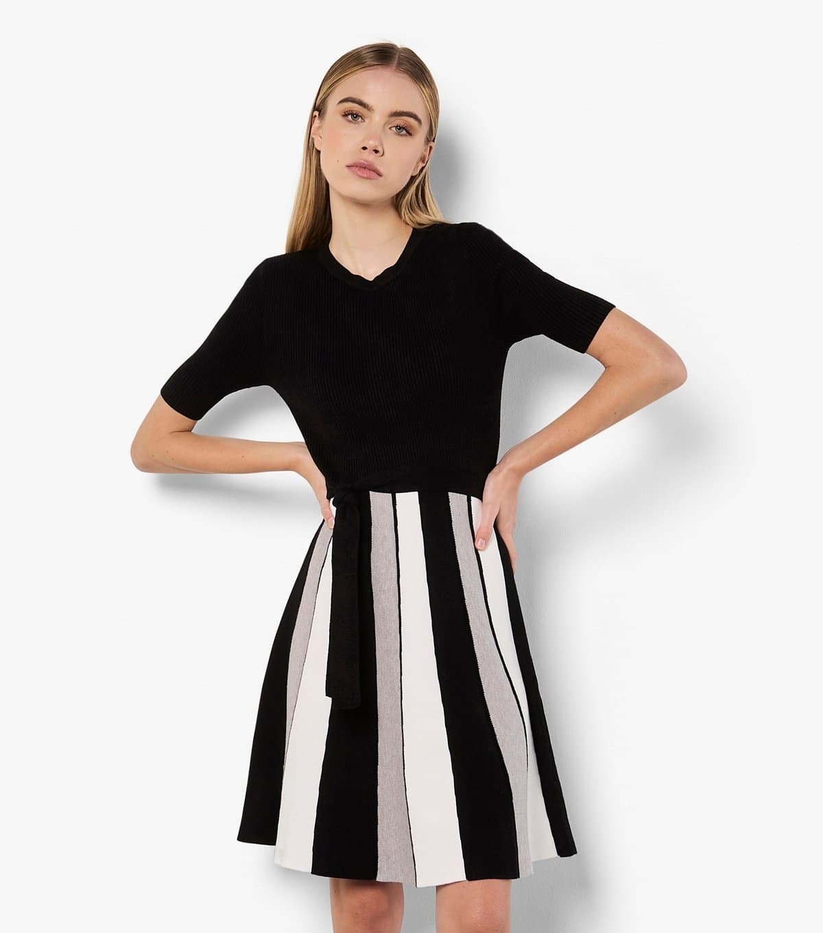 Apricot Women's Black Colour Block Knit Dress Apricot New Look