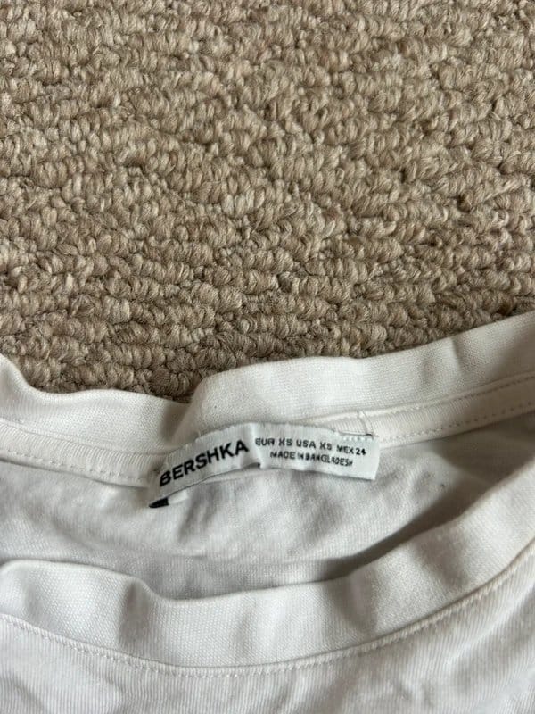 Bershka White Ruched Basic Top