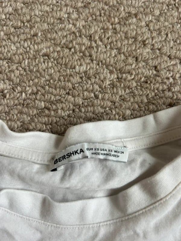 Bershka white ruched basic top
