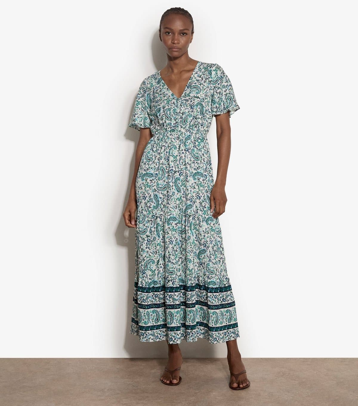 Apricot Women's Blue Floral Paisley Border Midi Dress Apricot New Look