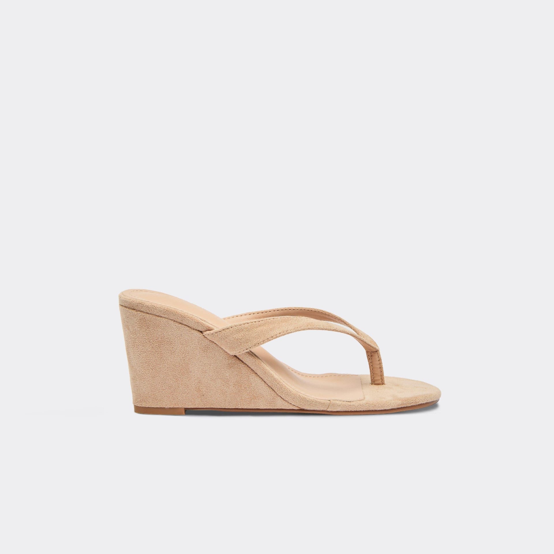 EGO Beige Faux Suede Thong Strap Wedge Heel, Women's Size UK 3