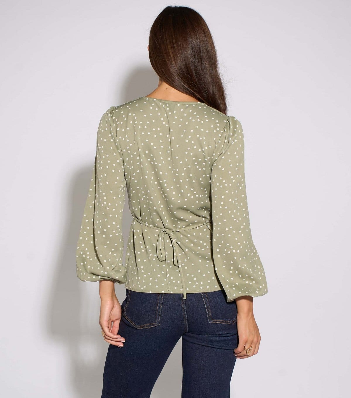 Gini London Women's Light Green Polka Dot V-Neck Button Blouse Gini London New Look - 4