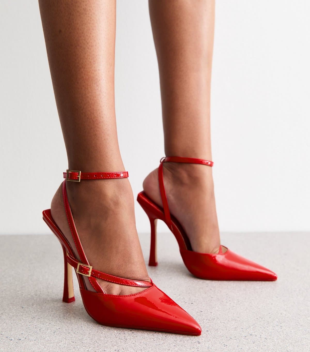 Public Desire Public Desire Bright Red Faux Leather Court Heels