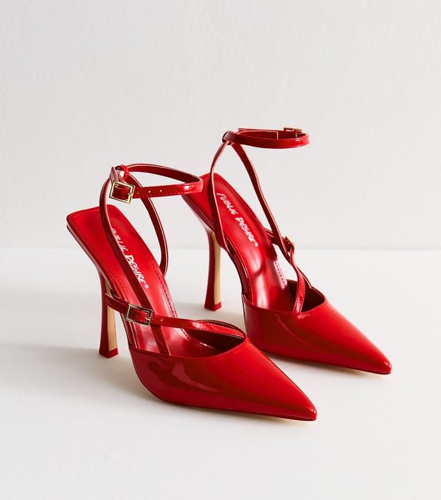 Public Desire Women's Bright Red Idol Faux Leather Court Heels Public Desire New Look - 2