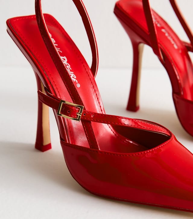 Public Desire Women's Bright Red Idol Faux Leather Court Heels Public Desire New Look - 3