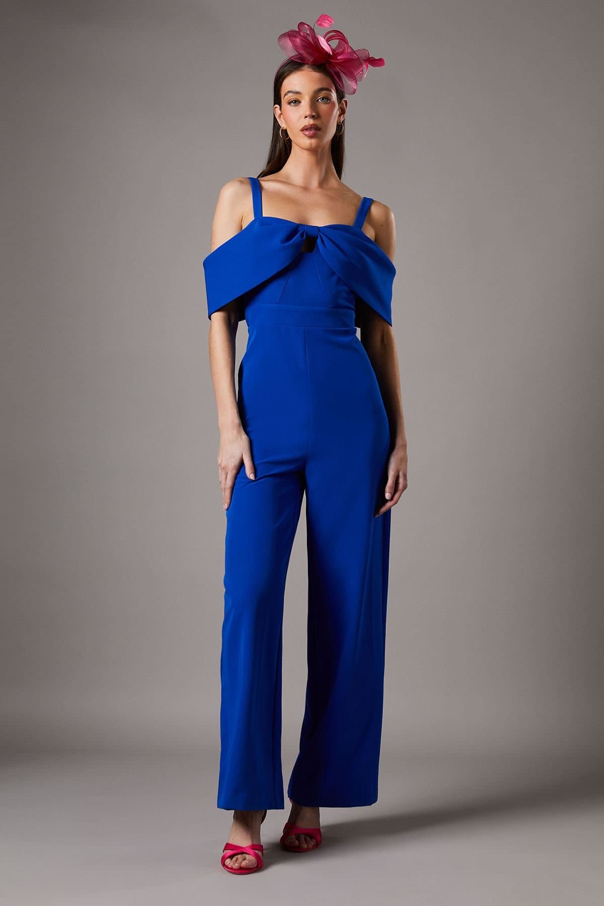 Coast Coast Women's Bow Off-Shoulder Jumpsuit in Cobalt