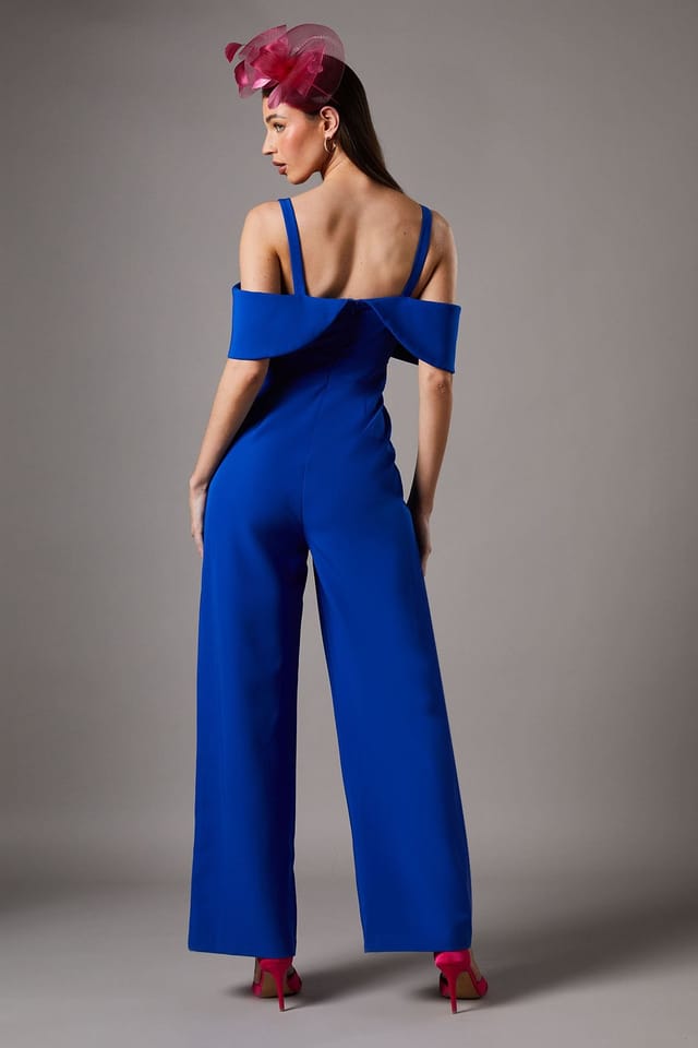 Coast Coast Women's Bow Off-Shoulder Jumpsuit in Cobalt - 3