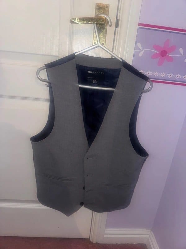 New Look Grey Wool Blend 3 Piece Suit Vest