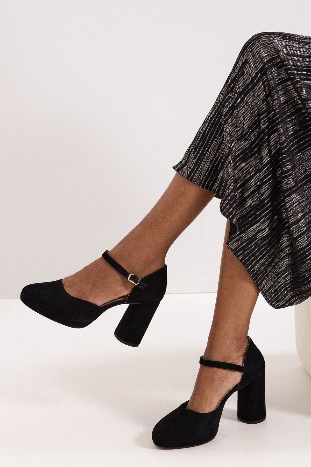 Phase Eight Phase Eight Black Suede Closed Toe Platform Heels