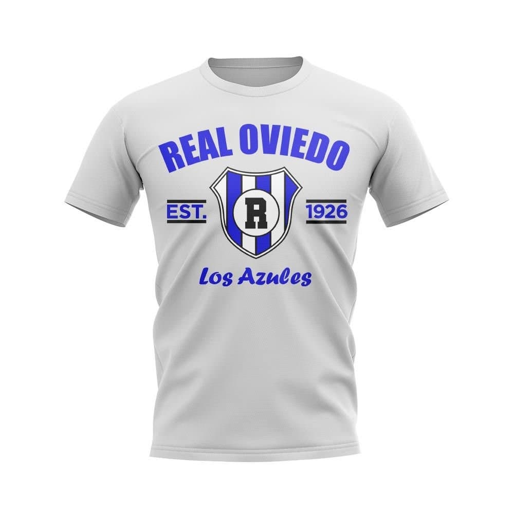 Real Oviedo Real Oviedo Men's Personalised Established Football T-Shirt in White