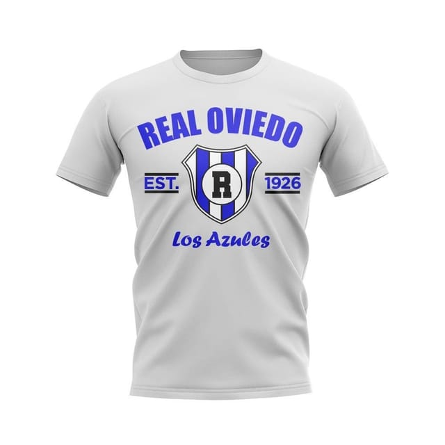 Real Oviedo Real Oviedo Men's Personalised Established Football T-Shirt in White - 2