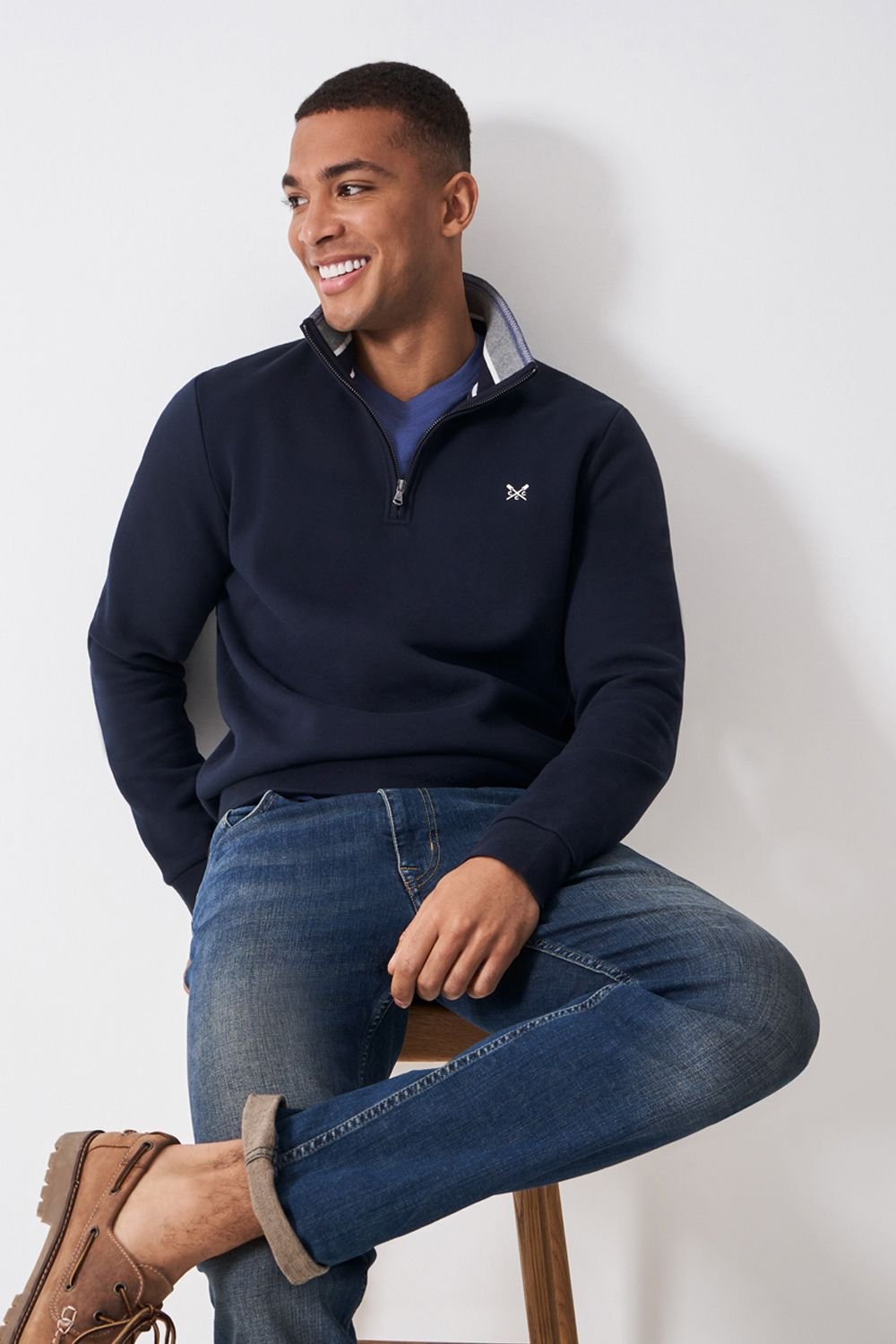 Crew Clothing Crew Clothing Men's Classic 1/2 Zip Sweat Navy - 2