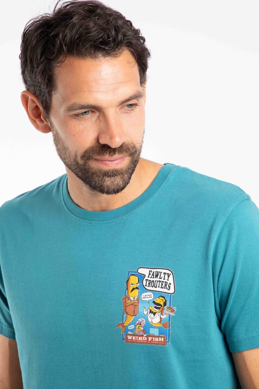 Weird Fish Weird Fish Men's Fawlty Trouters Artist T-Shirt in Teal - 1