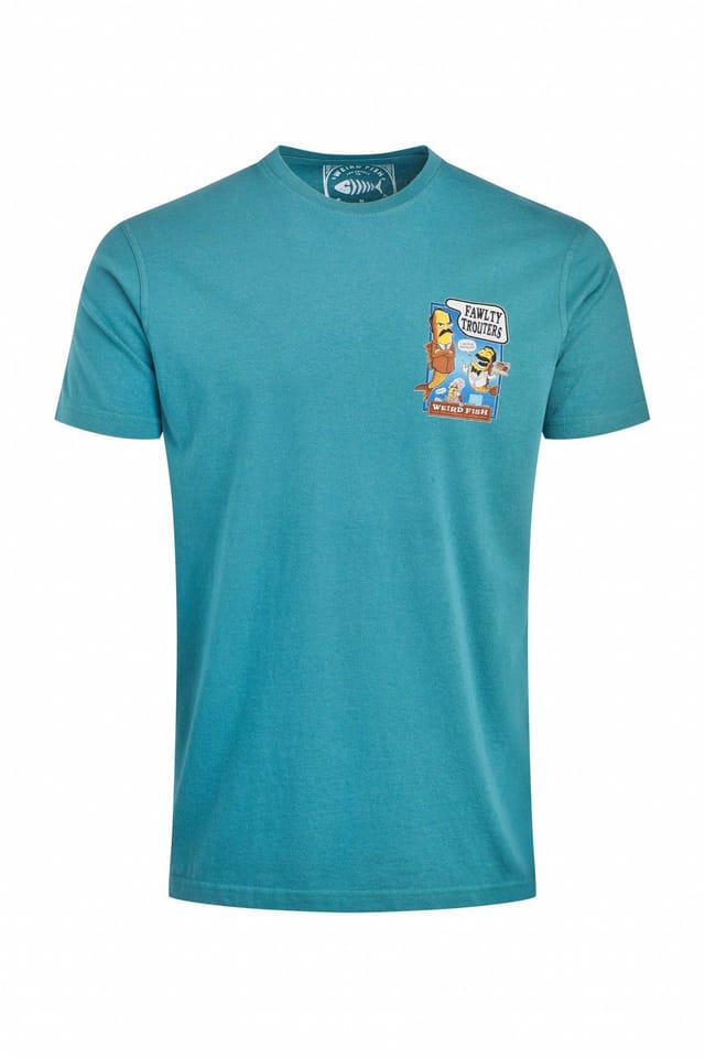 Weird Fish Weird Fish Men's Fawlty Trouters Artist T-Shirt in Teal - 2