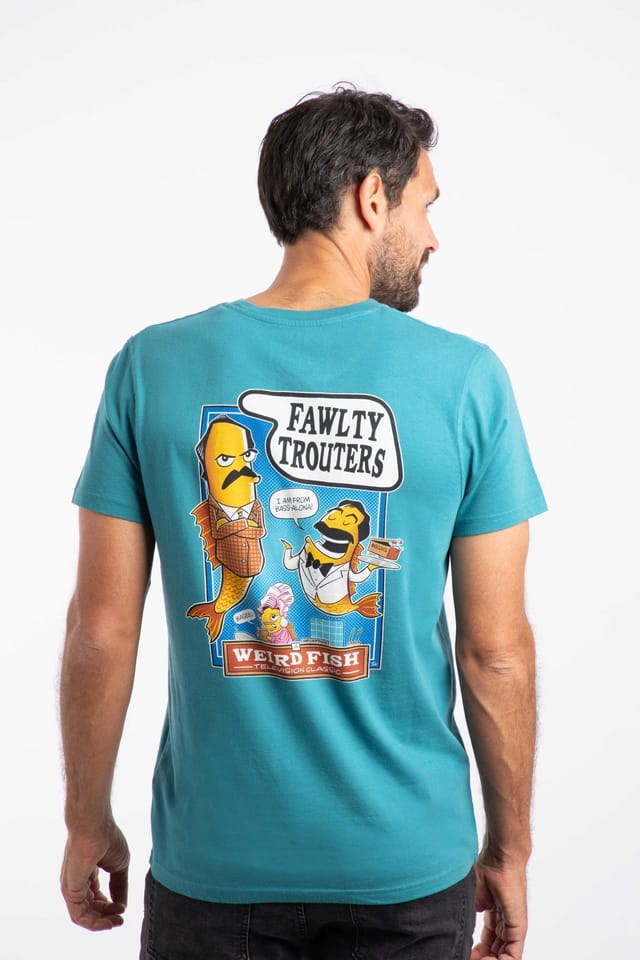 Weird Fish Weird Fish Men's Fawlty Trouters Artist T-Shirt in Teal - 3