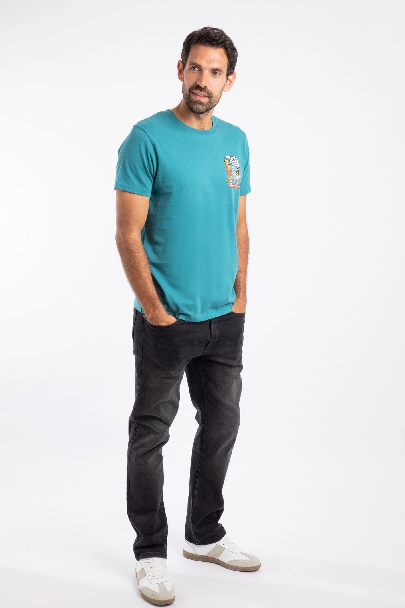 Weird Fish Weird Fish Men's Fawlty Trouters Artist T-Shirt in Teal - 4