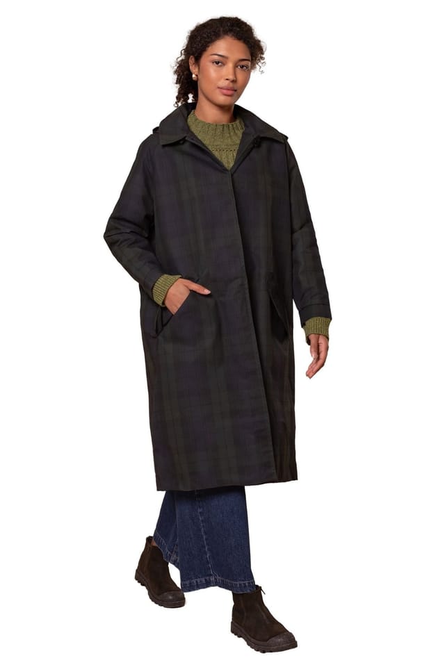 Celtic & Co Celtic & Co Women's British Waxed Cotton Trench Coat in Bottle Green - 3